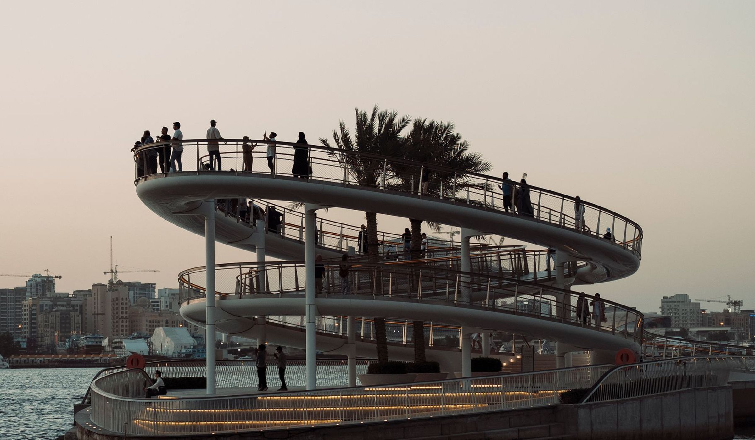 Waterfront walkway overlooking Dubai Creek Harbour